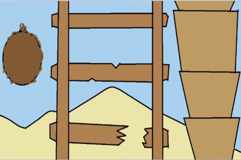 Coconut tree in the desert and a ladder too